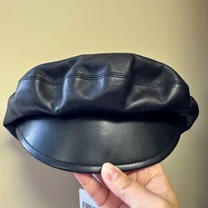 NWT! Rare! Christian Dior Women's Black Lamb Leather Newsboy Beret Cap Hat